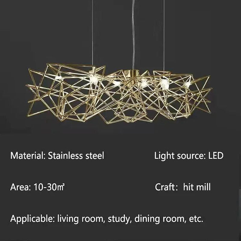Chandelier LED Luxe en Argent - Acier Inoxydable Moderne - DWHOME