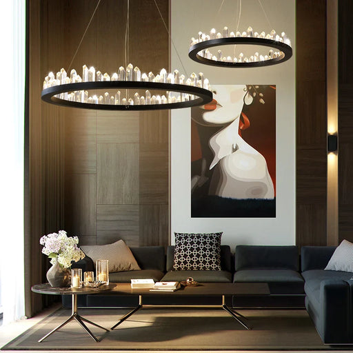 Villa Collection Crystal Wheel Chandelier.