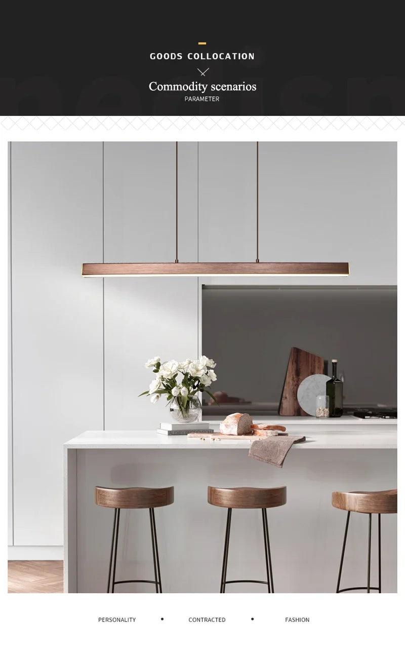 Modern Led Pendant Light Linear Hanging Lamp for Home Dining Room Kitchen Chandelier Black Decorative Ceiling Suspension Fixture-DWHOME