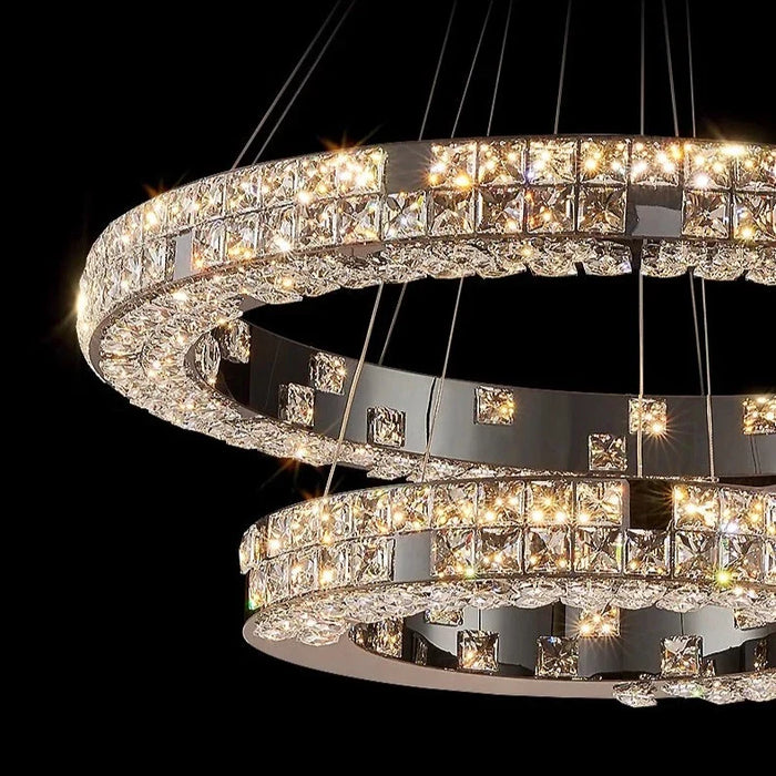 Bacci 2-Tier Crystal Ceiling Chandelier.