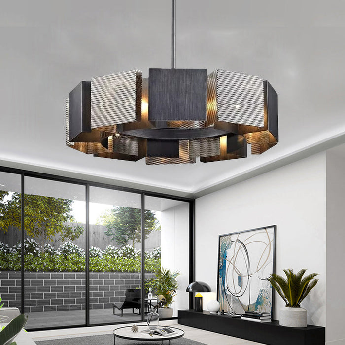 Stainless Steel Industrial Modern Ring Chandelier.