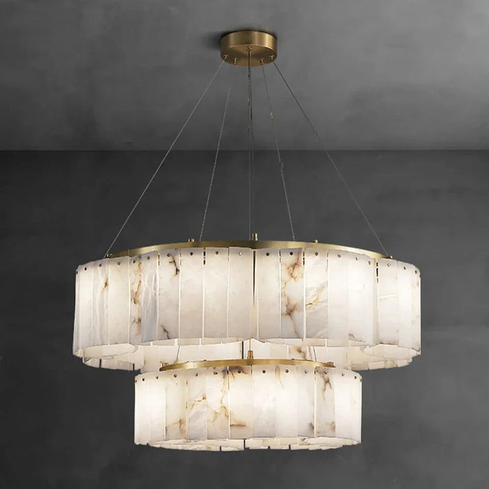 2-Tier Natural Marble Modern Chandelier.