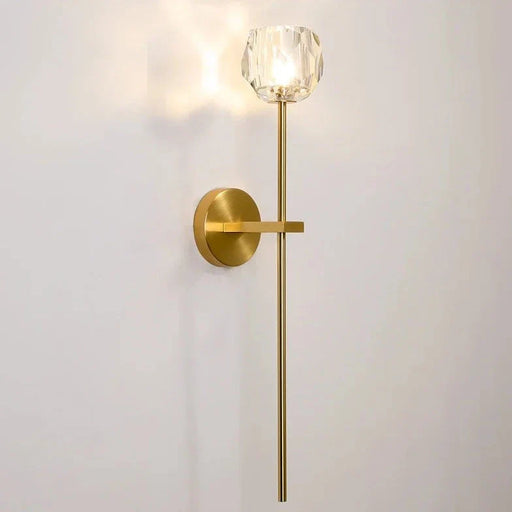 Glass and Brass Wall Light Fixture.