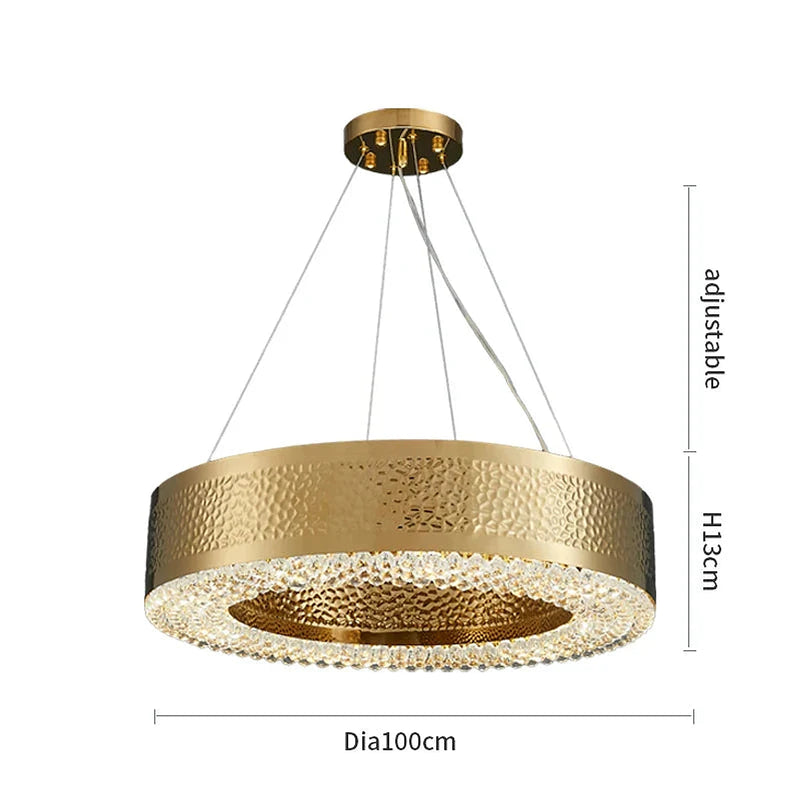 Alleri Hammered Gold & Crystal Chandelier-DWHOME