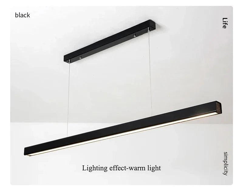 Modern Led Pendant Light Linear Hanging Lamp for Home Dining Room Kitchen Chandelier Black Decorative Ceiling Suspension Fixture-DWHOME