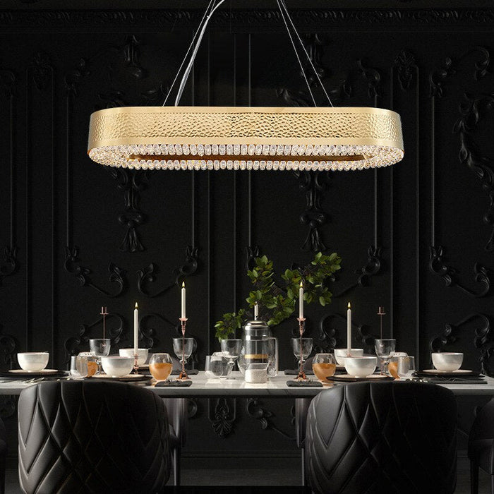 Giovanni Gold Plated Crystal Dining Room Chandelier.