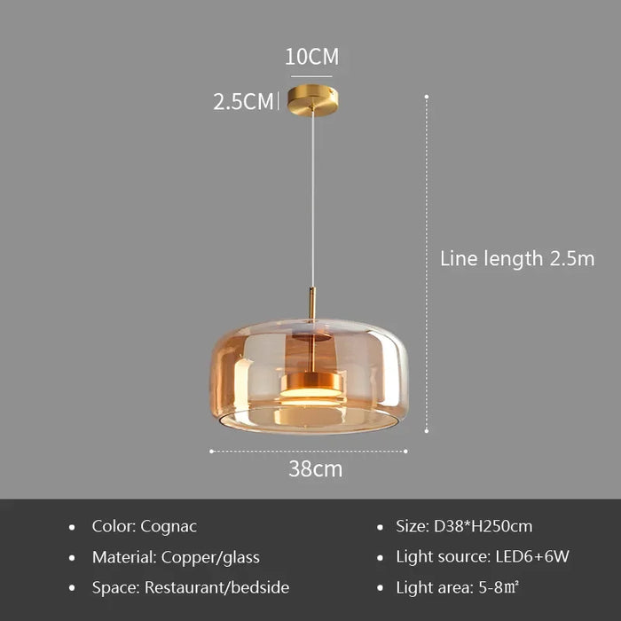 Modern Glass Pendant Light luxury Chandelier Deco Nordic Led Hanging Light Fixtures Bedroom Modern Luminaire Suspension lamp.