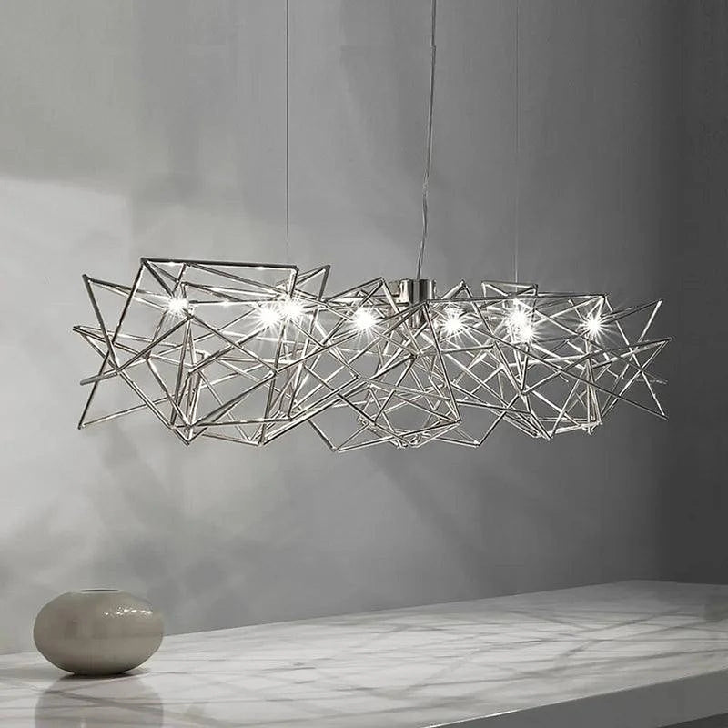 Chandelier LED Luxe en Argent - Acier Inoxydable Moderne - DWHOME