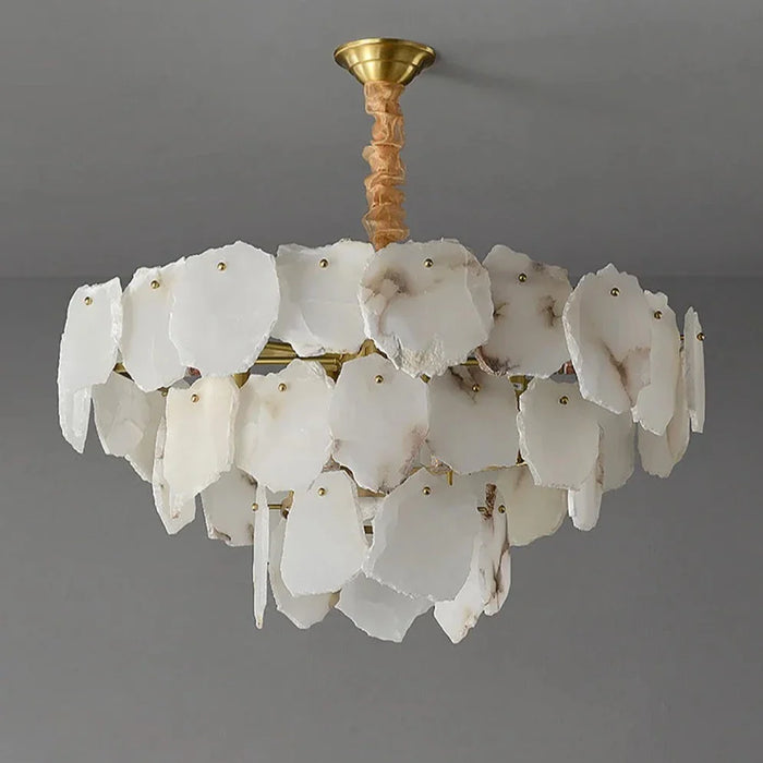 3-Tier Natural Marble Modern Chandelier.