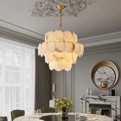 Moonshade Natural Marble Modern Chandelier.