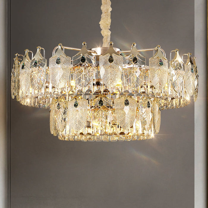 Veneto Two Tear Modern Crystal Chandelier.