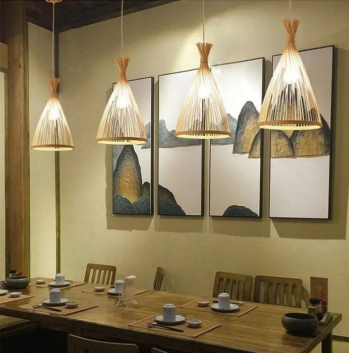 Handmade Bamboo Chandelier Pendant Lamp - LED Lighting for Home - DWHOME