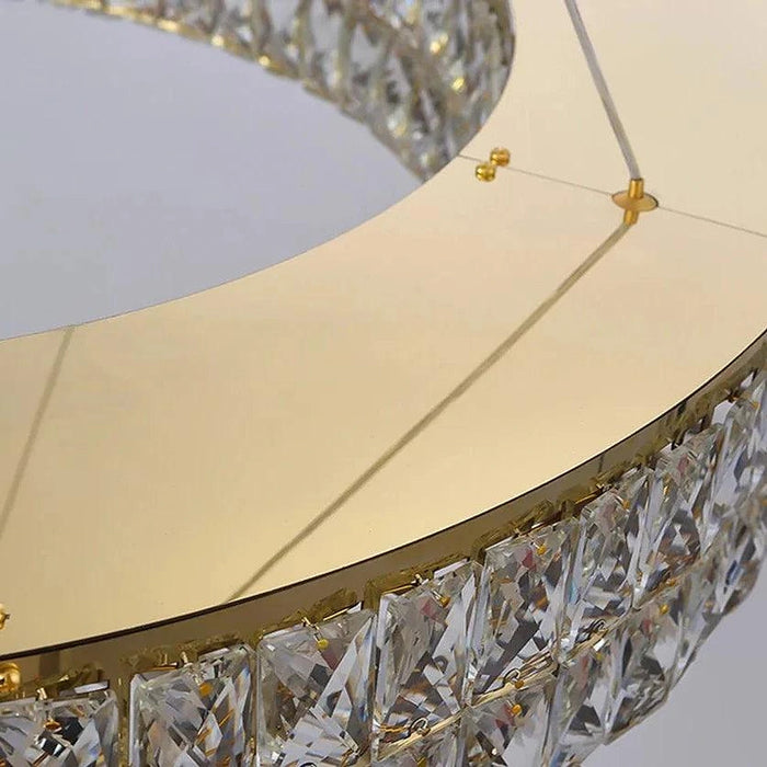 Bacci Crystal Modern Chandelier, Gold-DWHOME
