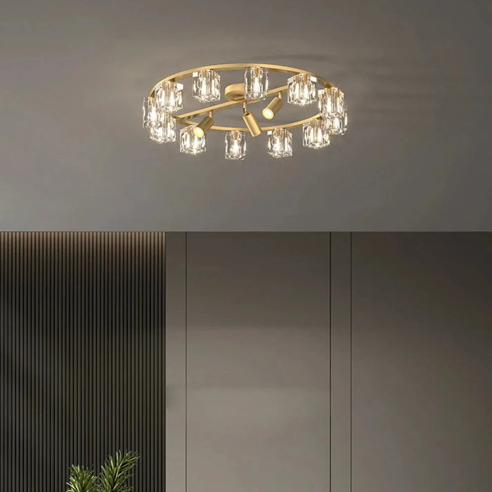 Multi-Pendant Crystal Ceiling Light Fixture.