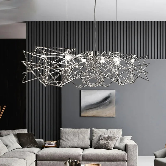 Luxury Silver LED Chandelier - Modern Stainless Steel.