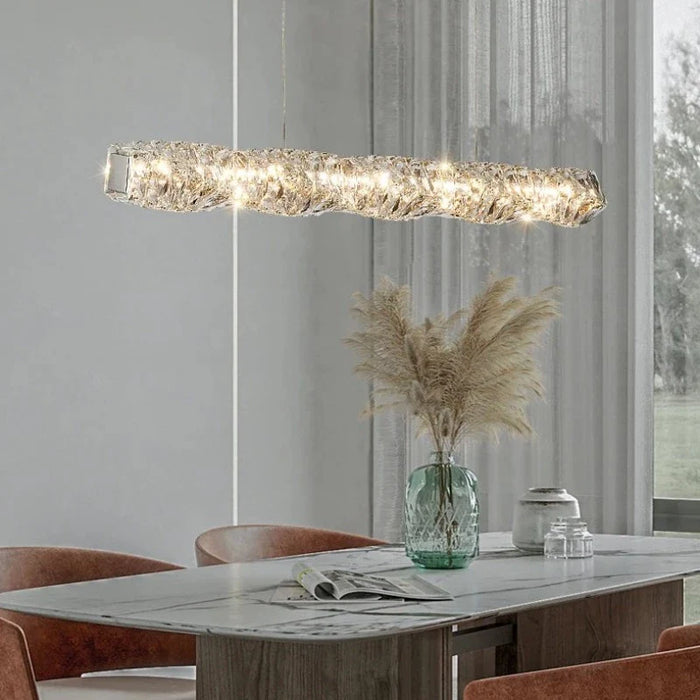 60" Bacci Modern Crystal Dining Room Chandelier.