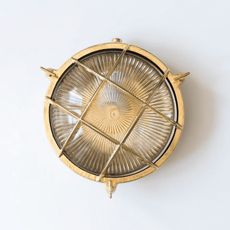Nautilus Round Brass cage outdoor wall light / ceiling light-DWHOME