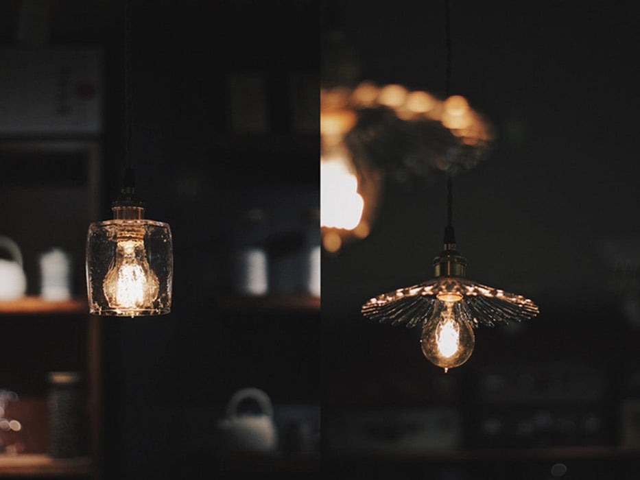 Petunia Glass Mid Century Brass Pendant Light.