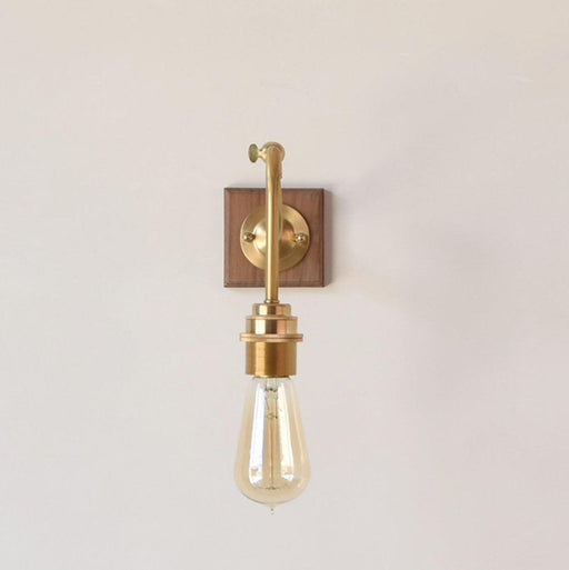 Ogilvy brushed brass & wood wall light.