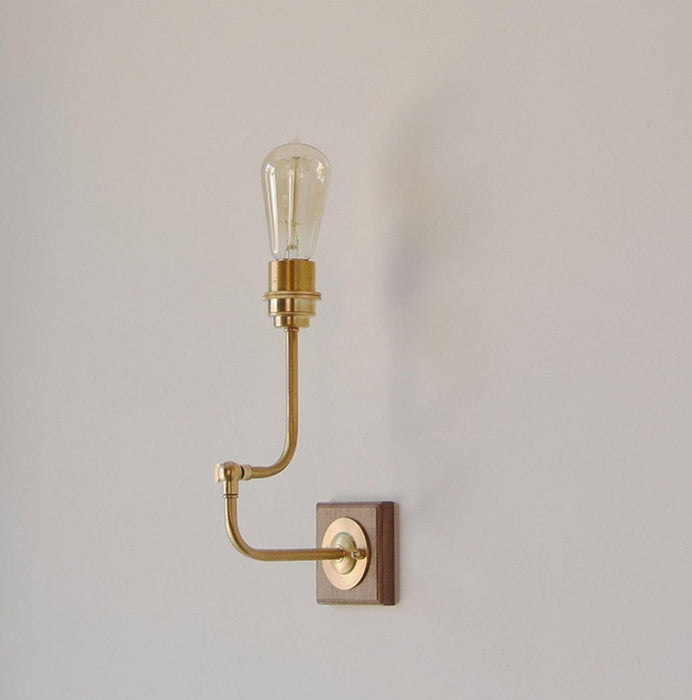 Ogilvy brushed brass & wood wall light.