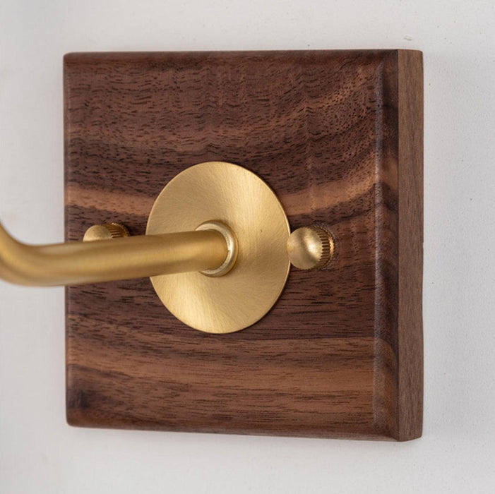 Ogilvy brushed brass & wood wall light.