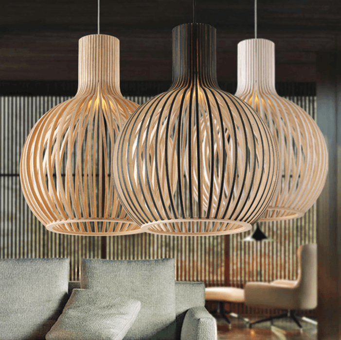 Wooden Birdcage Pendant Lamp.