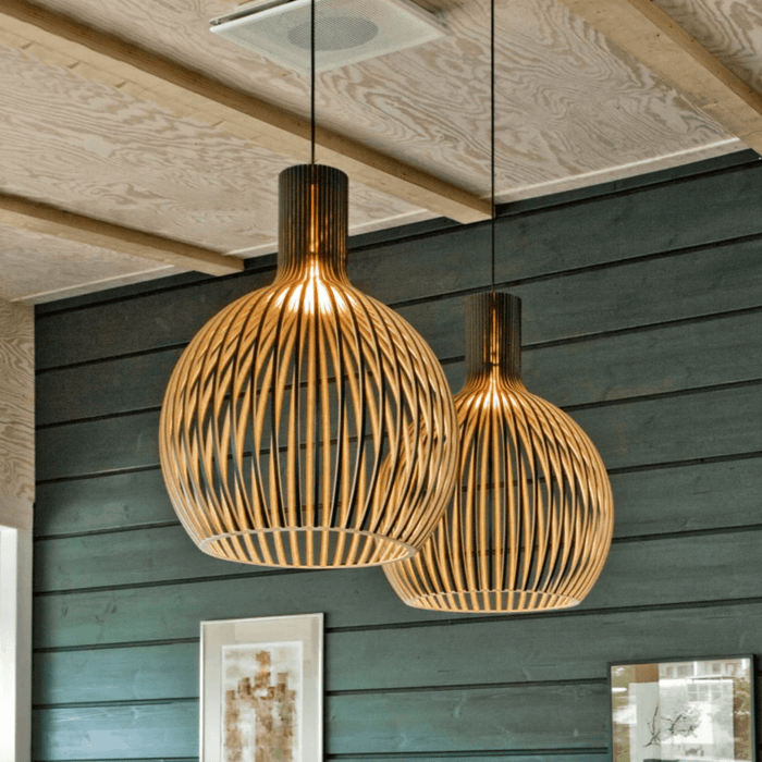 Wooden Birdcage Pendant Lamp.