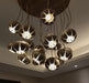 Wooden Petal Round Cluster Pendant Light.