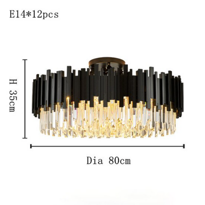 Gio Flush Mount Chandelier, Black.