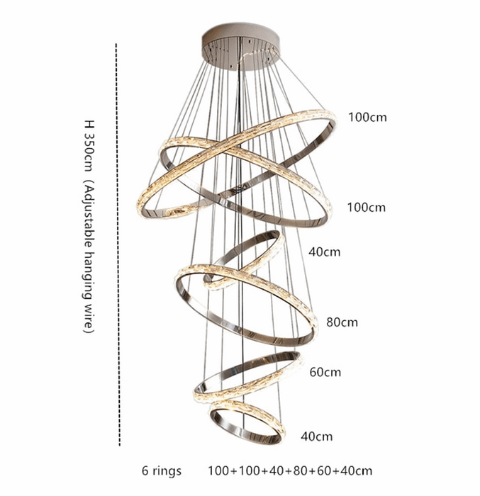 6-Tier Crystal Ring Modern Chandelier-DWHOME