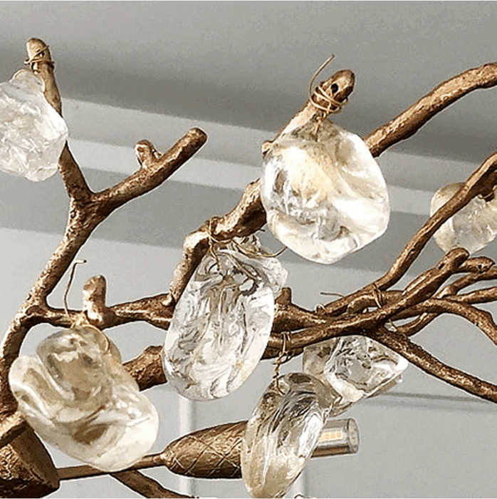 Albero Copper & Natural Crystal Stone Chandelier.