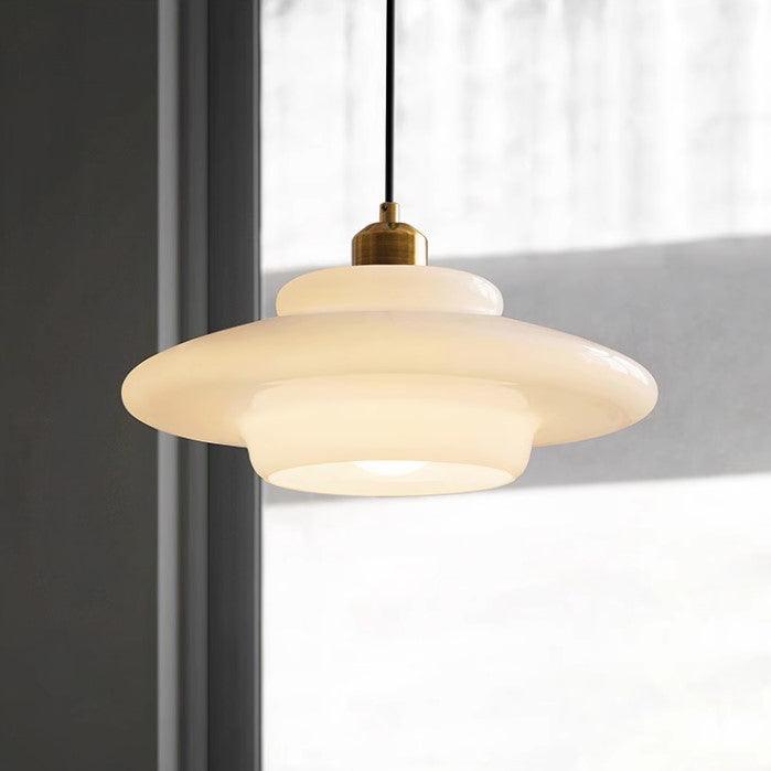 Miller Art Deco Milk Glass Pendant Light.