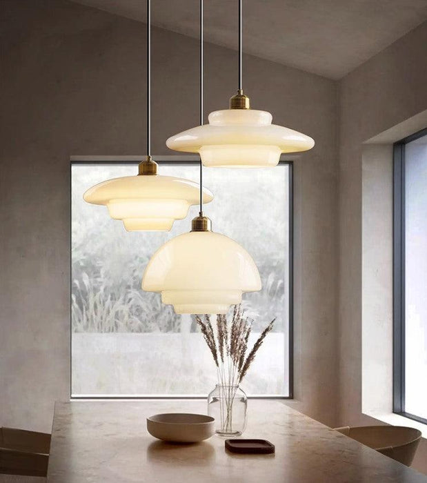 Miller Art Deco Milk Glass Pendant Light.