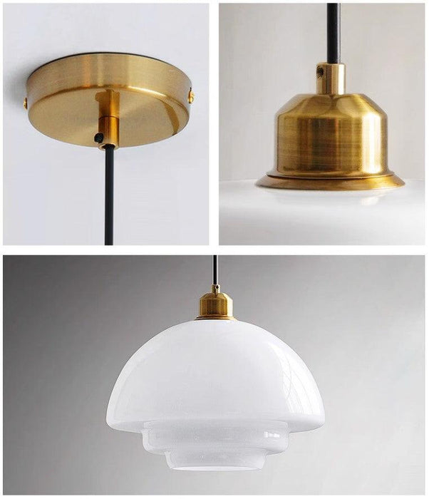 Miller Art Deco Milk Glass Pendant Light.