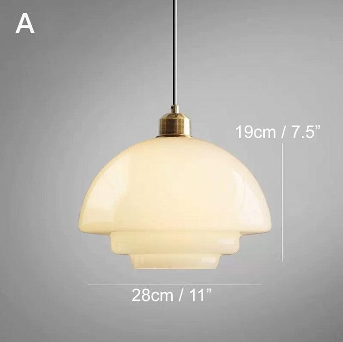 Miller Art Deco Milk Glass Pendant Light.