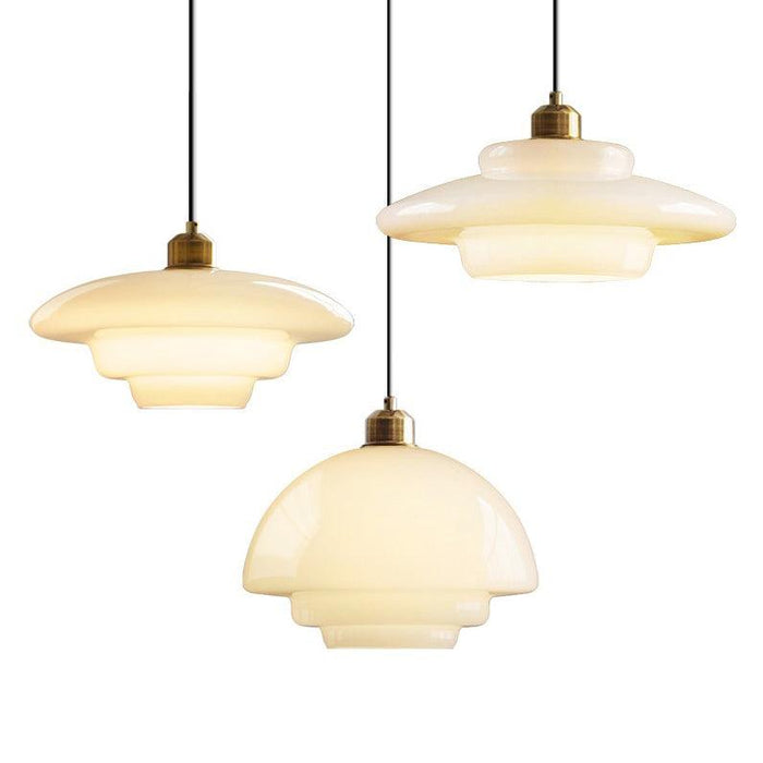 Miller Art Deco Milk Glass Pendant Light.