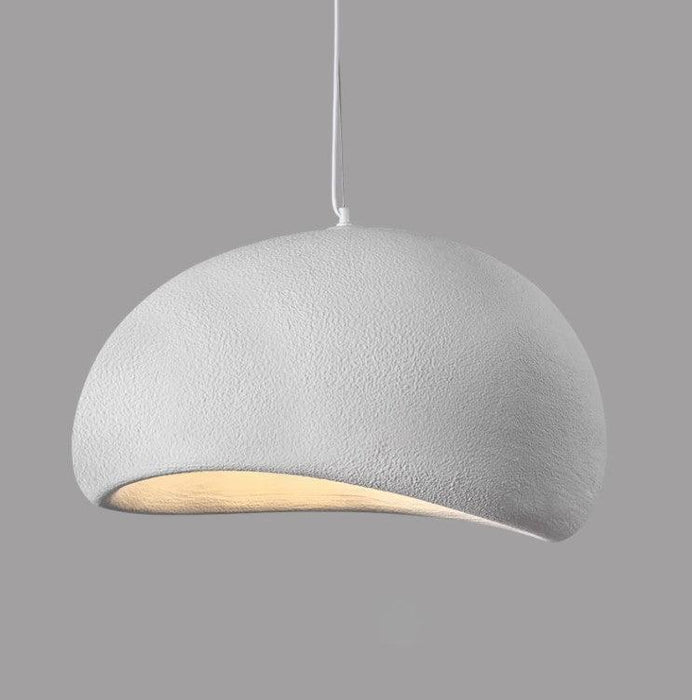 Stucco textured pebble stone plaster pendant light.