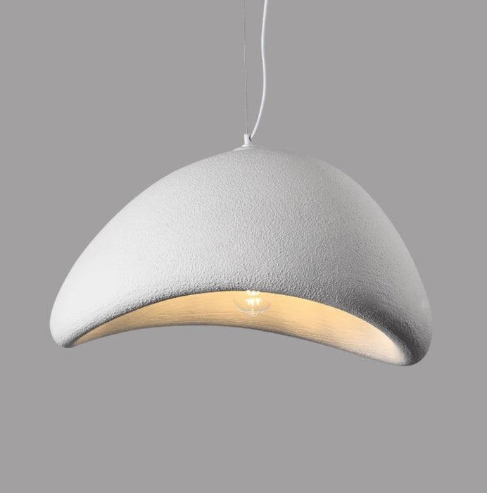 Stucco textured pebble stone plaster pendant light.