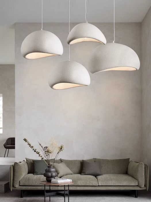 Stucco textured pebble stone plaster pendant light - DWHOME