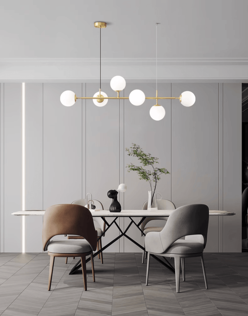 Olive Tree 5 Head Branch Milky Glass Kitchen Island Pendant Light-DWHOME
