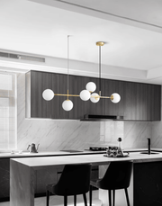 Olive Tree 5 Head Branch Milky Glass Kitchen Island Pendant Light-DWHOME
