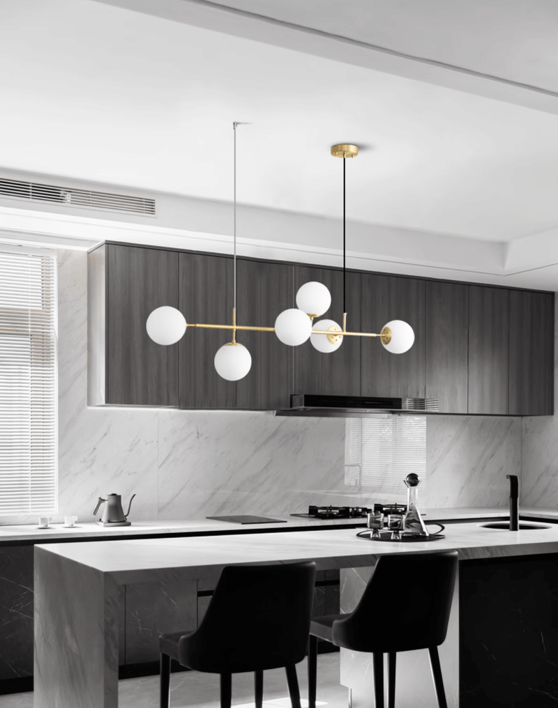 Olive Tree 5 Head Branch Milky Glass Kitchen Island Pendant Light-DWHOME