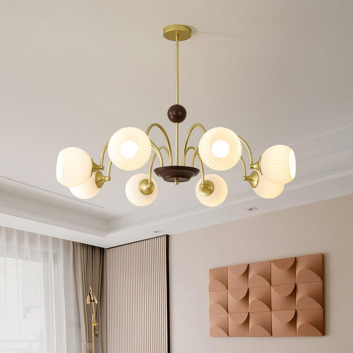 Sculptural Glass Ribbed Chandelier-DWHOME
