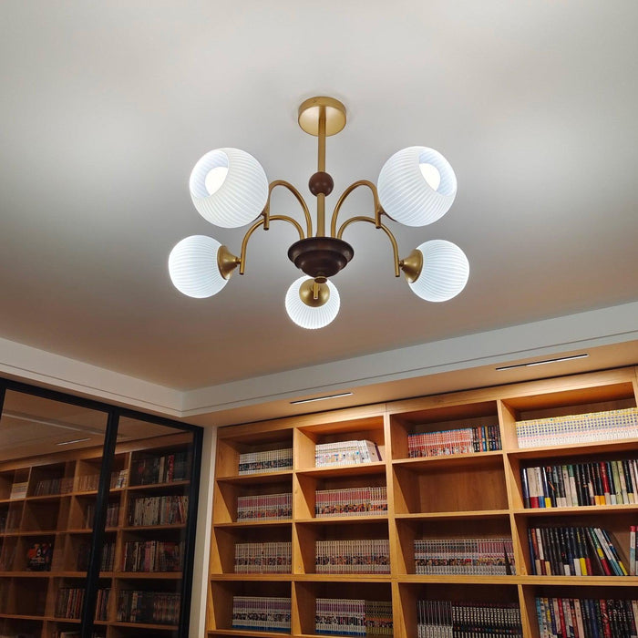 Sculptural Glass Ribbed Chandelier-DWHOME