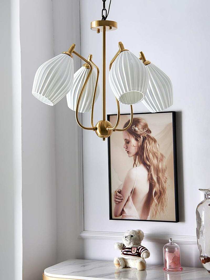 Ceramic Ribbed Chandelier-DWHOME