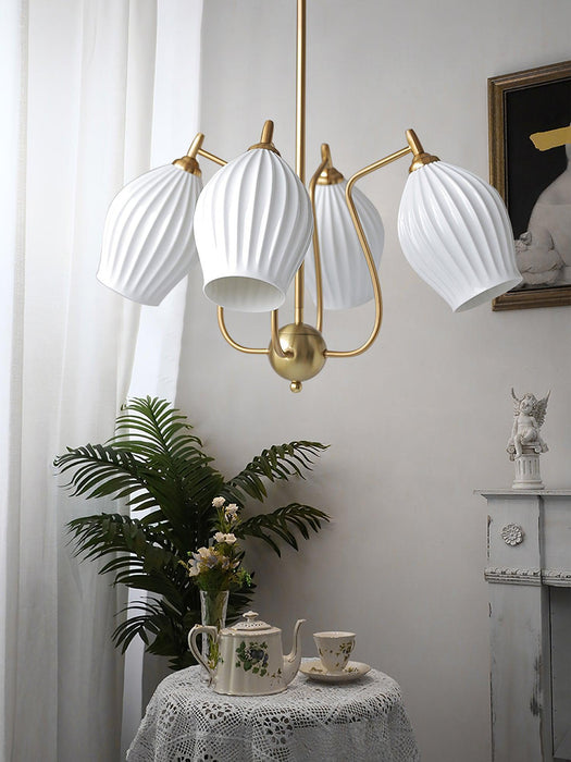 Ceramic Ribbed Chandelier - DWHOME