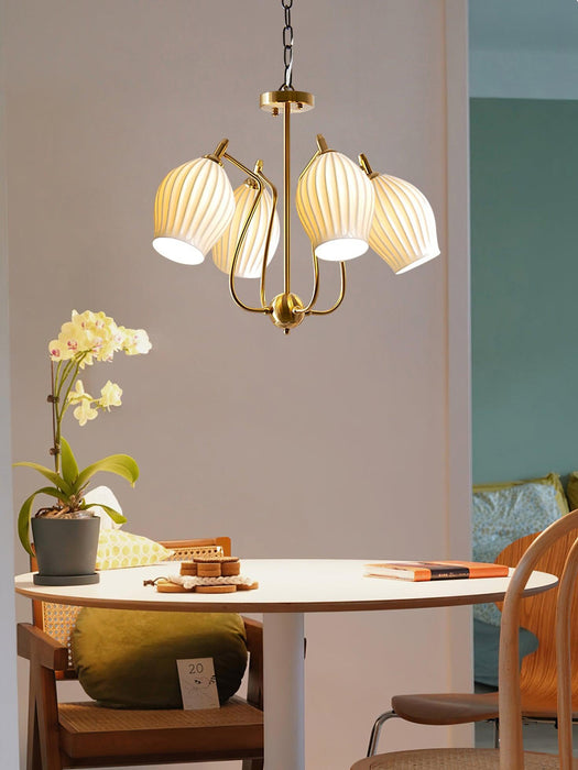 Ceramic Ribbed Chandelier - DWHOME