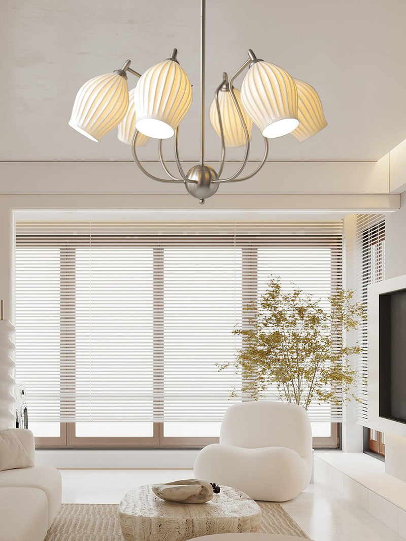 Ceramic Ribbed Chandelier-DWHOME