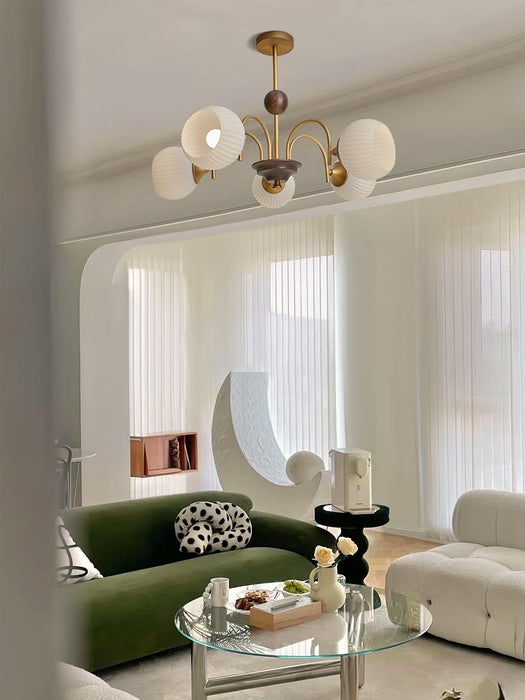 Sculptural Glass Ribbed Chandelier-DWHOME