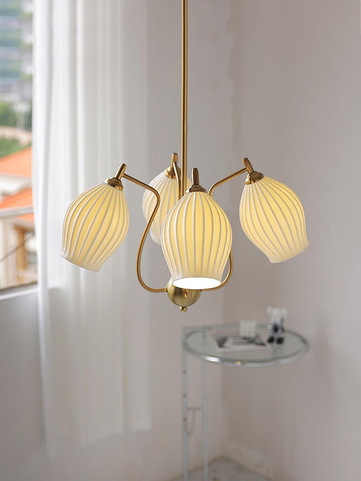 Ceramic Ribbed Chandelier - DWHOME